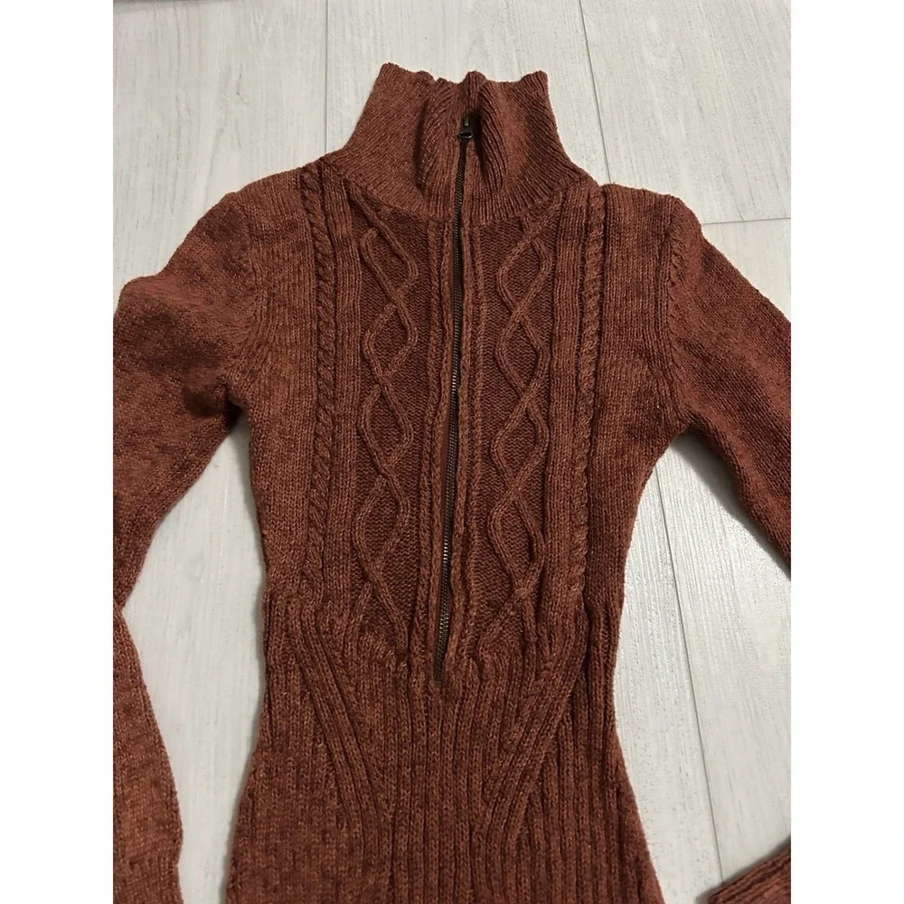 Free People Sweater Dress Sz XS Rust‎ Color Preppy Academia Schoolgirl